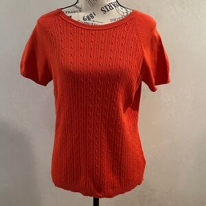 Orange Short Sleeve Knit Top